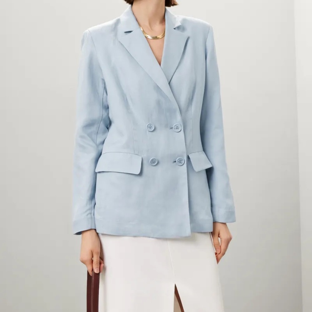 Rosetta Getty Collective Linen Blend Blazer Light blue Sz 10